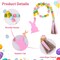 Easter Wood Bead Garland – Pink Bunny Spring Wood Beads with Tassel, 28.5" Rustic Farmhouse Hanging Decoration for Home, Wall, Tiered Tray, Shelf